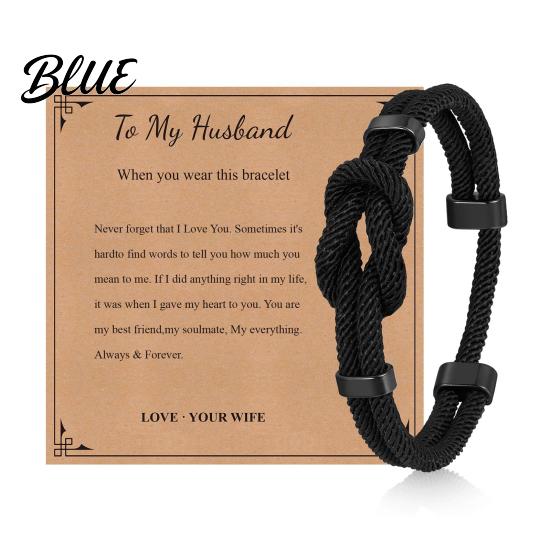 Bracelet Gift for Husband Adjustable Men Rope Infinity Knot Simple