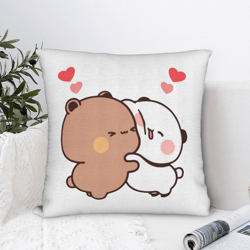 Panda And Brownie Bear Couple Active Square Pillow Cases Bubu and Dudu Cushion Cover Zipper Decor Pillowcover for Home 40x40cm