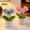 Crocheted Flower Decor Handmade Crochet Potted Decoration Knit Artificial Sunflower Desktop Plants Decor Gift for Women