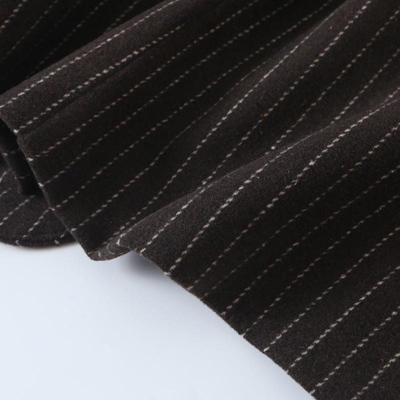 Women's Striped Open Front Blazer, Thick Woolen Suit Jacket, Elegant Commuter Waist Slimming Design,Stylish No Button Ladies Business Outerwear