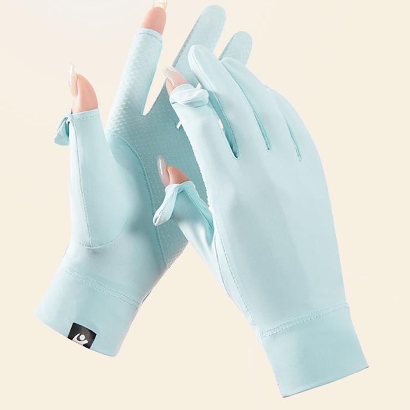 Summer and Spring Gloves Two-finger Exposed Gloves Sunproof Women Teens Skin-friendly Cycling Hiking Gloves Mittens