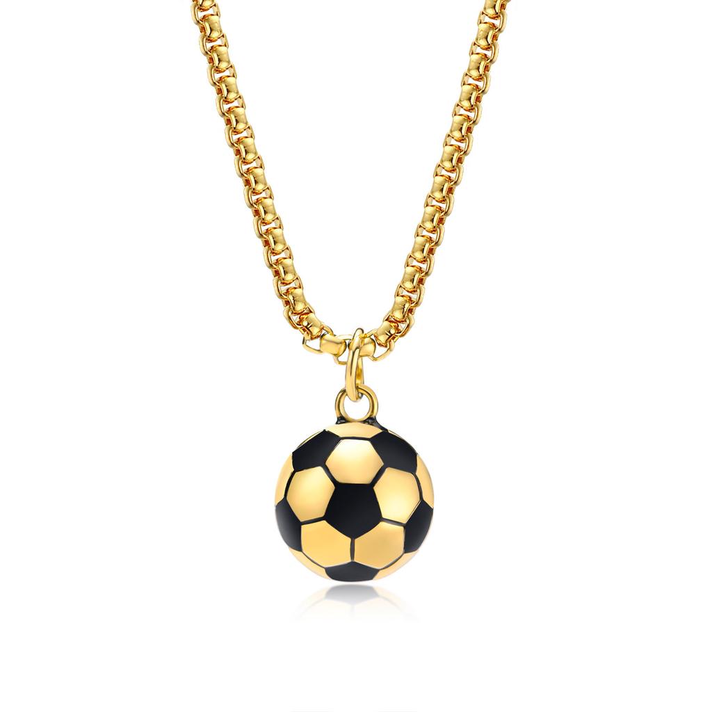 3D Fußball Halsketten für Männer, Solide Edelstahl Lässige Fußballer Anhänger, Sportliebhaber Jungen Geburtstagsgeschenke Schmuck