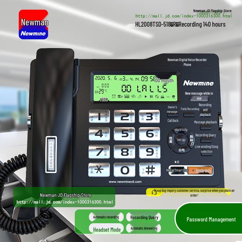 

Newmine HL2008TSD Series Recording Landline Phone (CN version)