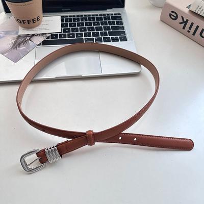 Women's Fashion Korean Style PU Leather Belt Simple Versatile Trendy Waistband Pin Buckle Thin Belt Dresses Decoration