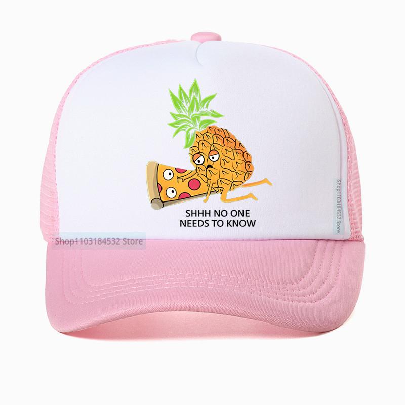 Pineapple Belongs On Pizza Funny Food Pun Baseball Cap Birthday Gift For Men Adult Summer Mesh Breathable Hat