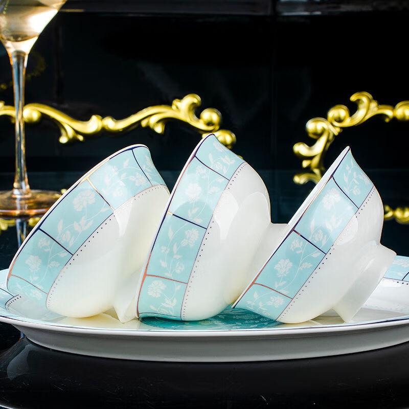 Jingdezhen Ceramic Anti-Scald High-Foot Rice Bowl Set