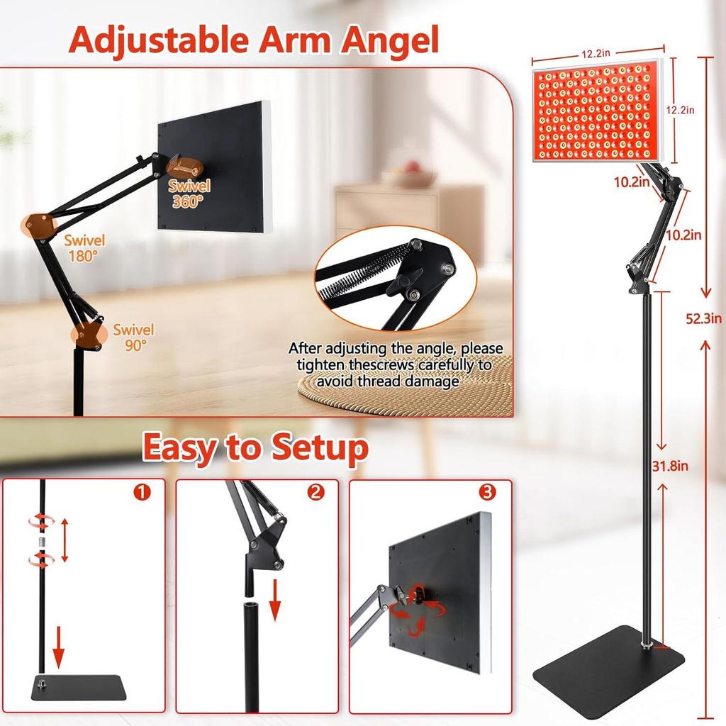 LED Infrared Red Light Therapy Floor Lamp for Beauty and Skin, 850+660 nm