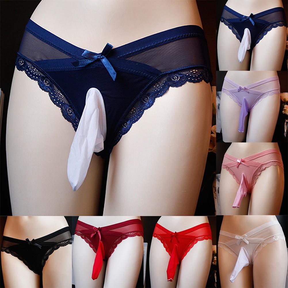 Fashionable Lacework Bowknot Panties Knickers for Men's Trendy Briefs Underwear