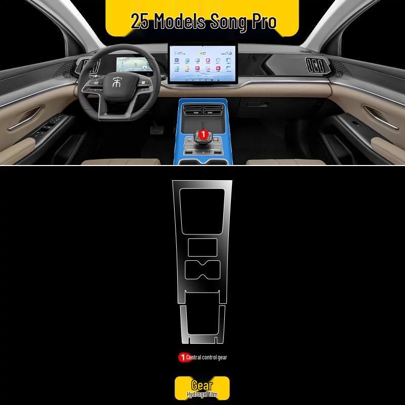 BYD Song Pro Screen Protector: Gear Shift Panel & Dashboard Film for 25 Models