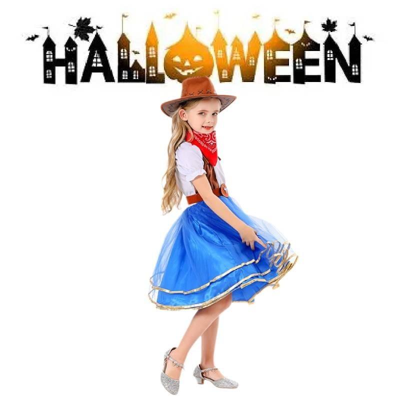 Girl Halloween Princess Denim Dress Costume Sets Party Show Clothes Cosplay