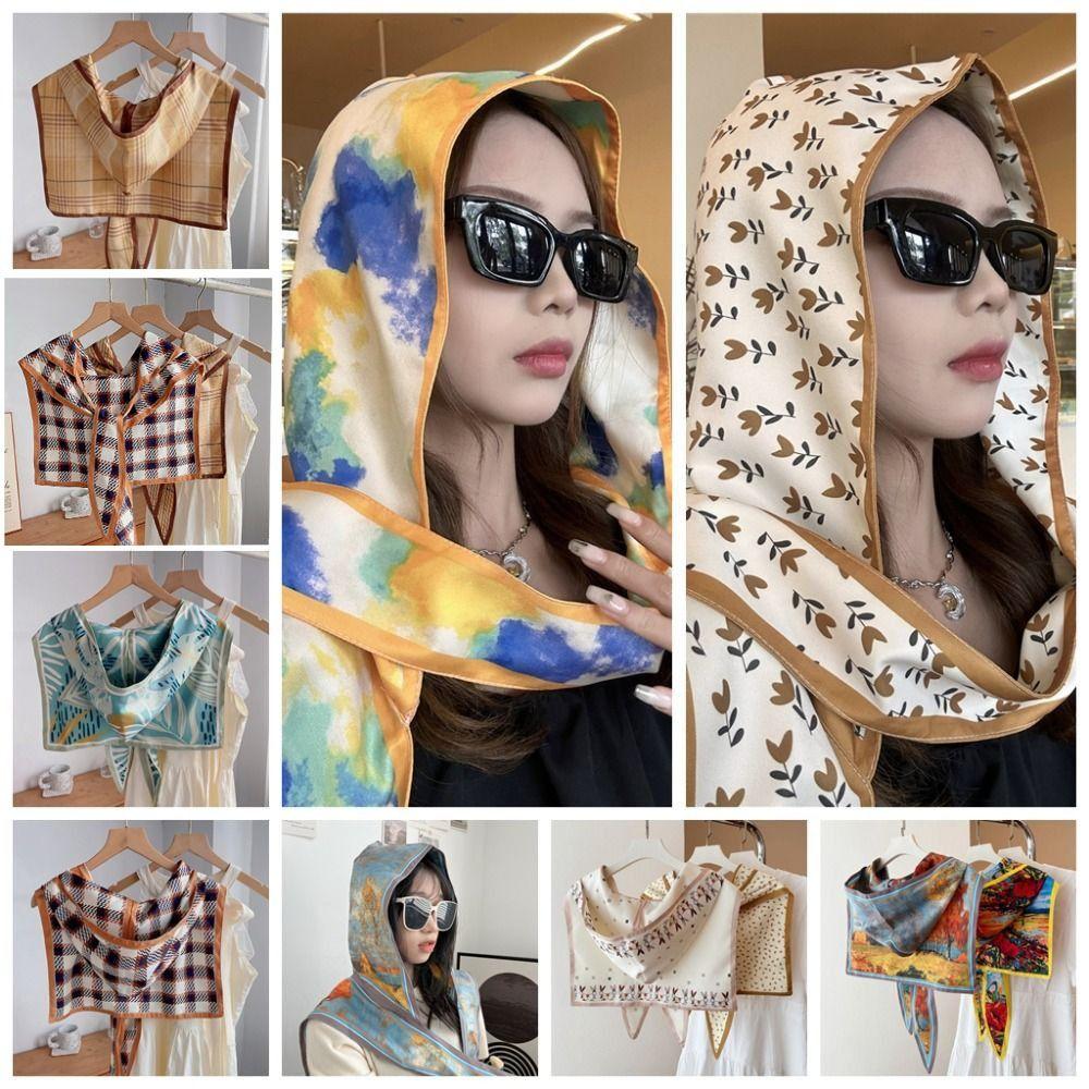 National Style Sunscreen Scarf Windproof Windproof Headdress Silk Scarf Hat  Spring Summer