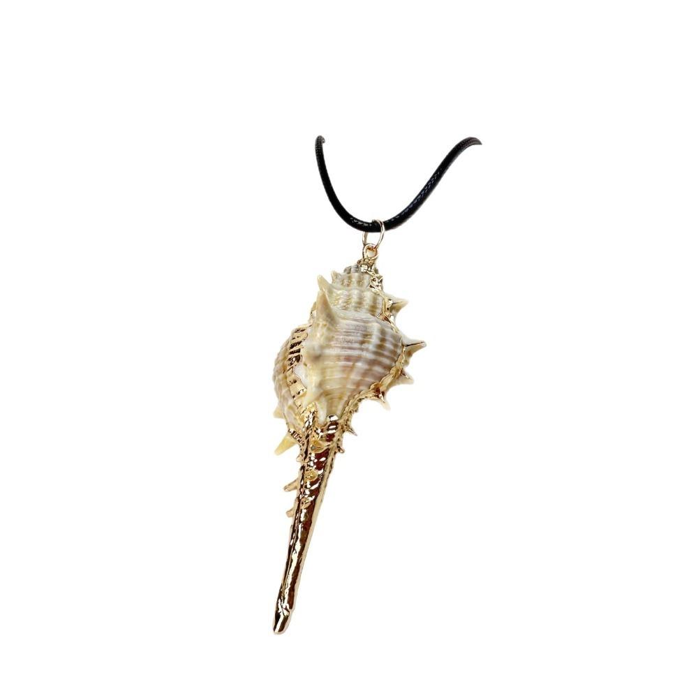 Neuer Anhänger Natur-Muschelschalen Lederseil Halskette für Damen Temperament Trendig Sommer Strandurlaub Zubehör Geschenk