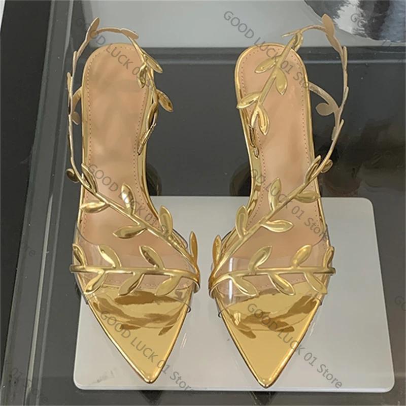 Street Style Fashion PVC Transparent Pointed Toe Women Sandals Street Prom Thin Heels Shoes Summer Zapatos De Mujer