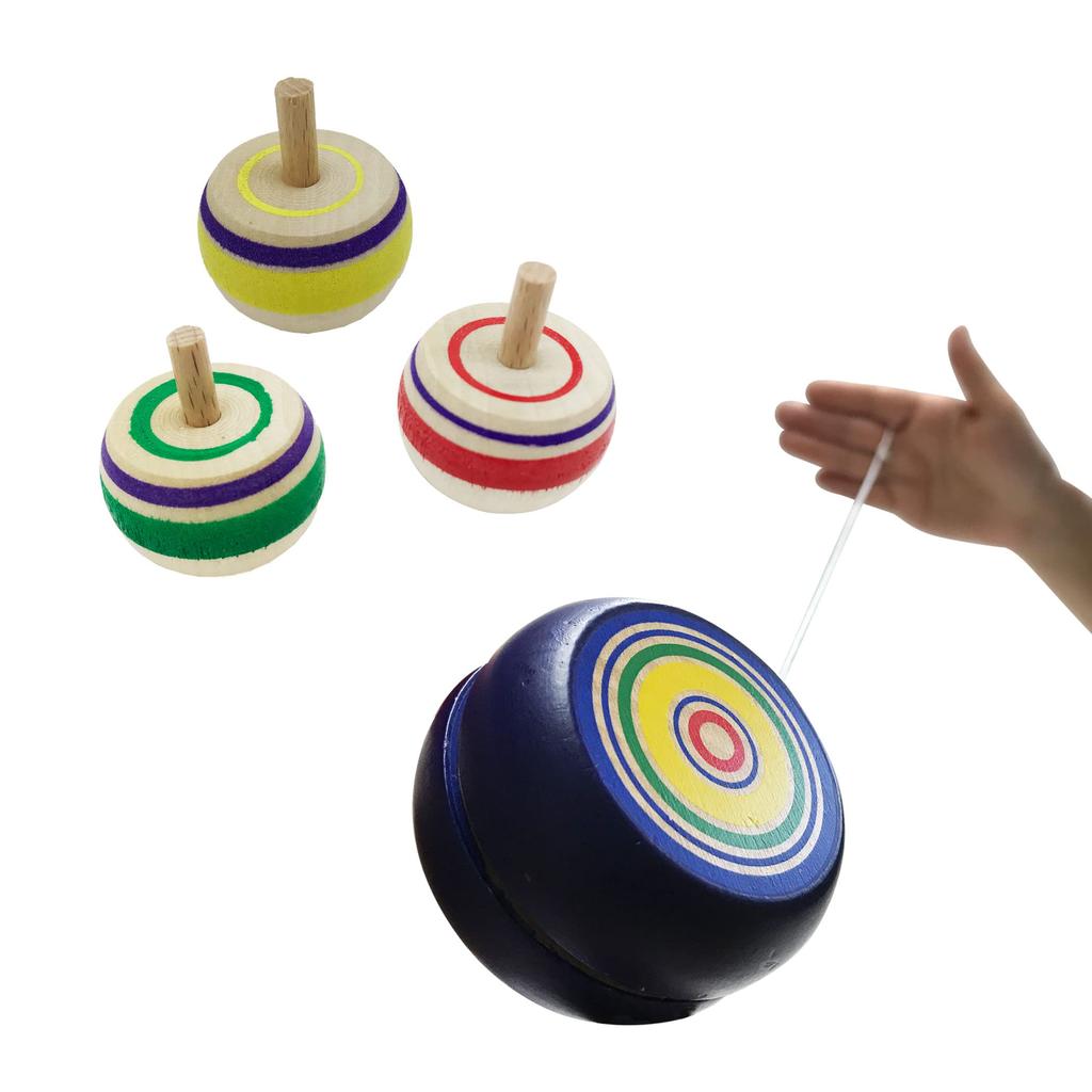 Wooden Folk Craft Hand Toy Handstand and Throwing Educational and Educational Folk Craft Handstand Top Set Yo-yo, Kendama, Top, Top, Top. Set.