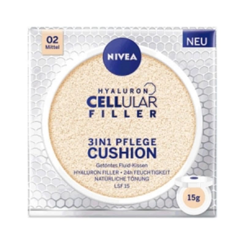 

Немецкий Nivea Hyaluronic Cellular 3 в 1 Кушон 15 мл - Средний (SPF15)