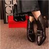 New Style of Women's Ankle Boots, Thick-heeled Shoes, Pointed-toe High-heeled Soft Leather and Fleece Boots