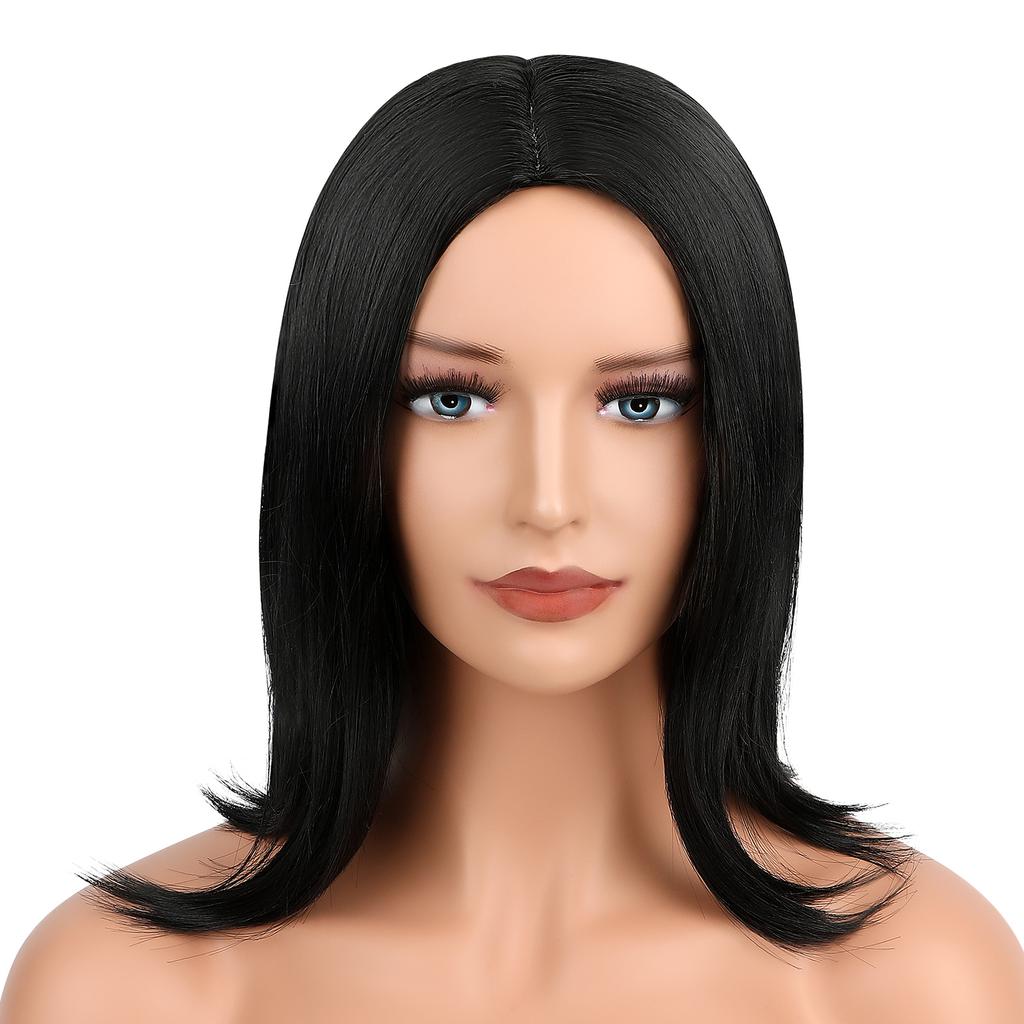 Women Black Short Straight Wig Straight Knotless Light-weighted Wig for Girls Daily Use Hair Styling