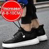 Men's Plus Size 37-46 Lift Sneakers, 8cm Height Increase Elevator Shoes, White Black Taller Leisure Fashion Sneakers