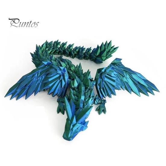 

3D-печатная фигурка летающего дракона с подвижными суставами, китайская фигурка дракона, шарнирная модель крылатого дракона, игрушка-фиджет, настольное украшение, орнамент A зелёный