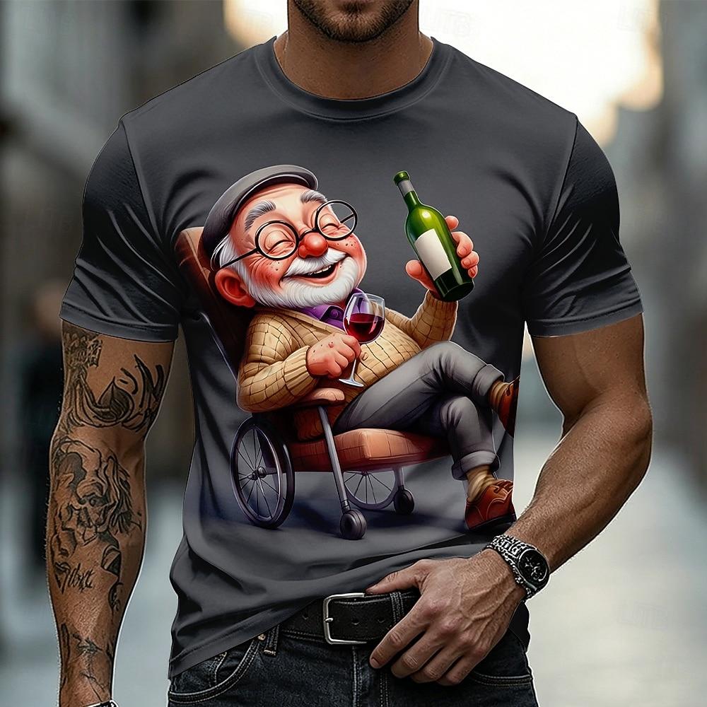 Cartoon Character 3D Print Men's T Shirt Casual O-neck Short Sleeve  Loose Tops Summer Street Tees Fashion Beer Pattern T-Shirts