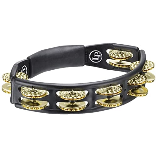 LP Cyclops Hand Held Tambourine with Dimpled Brass Jingles, Black, LP174