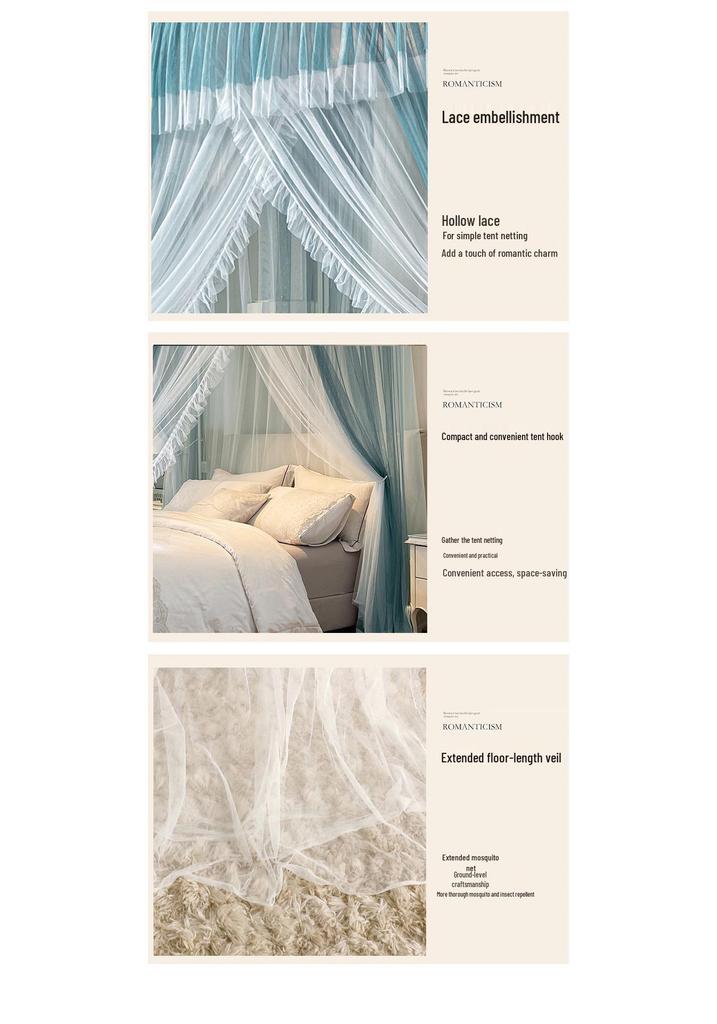 Freestanding Noble Style Foldable Mosquito Net for Bedroom - No-Installation Canopy for Large Beds
