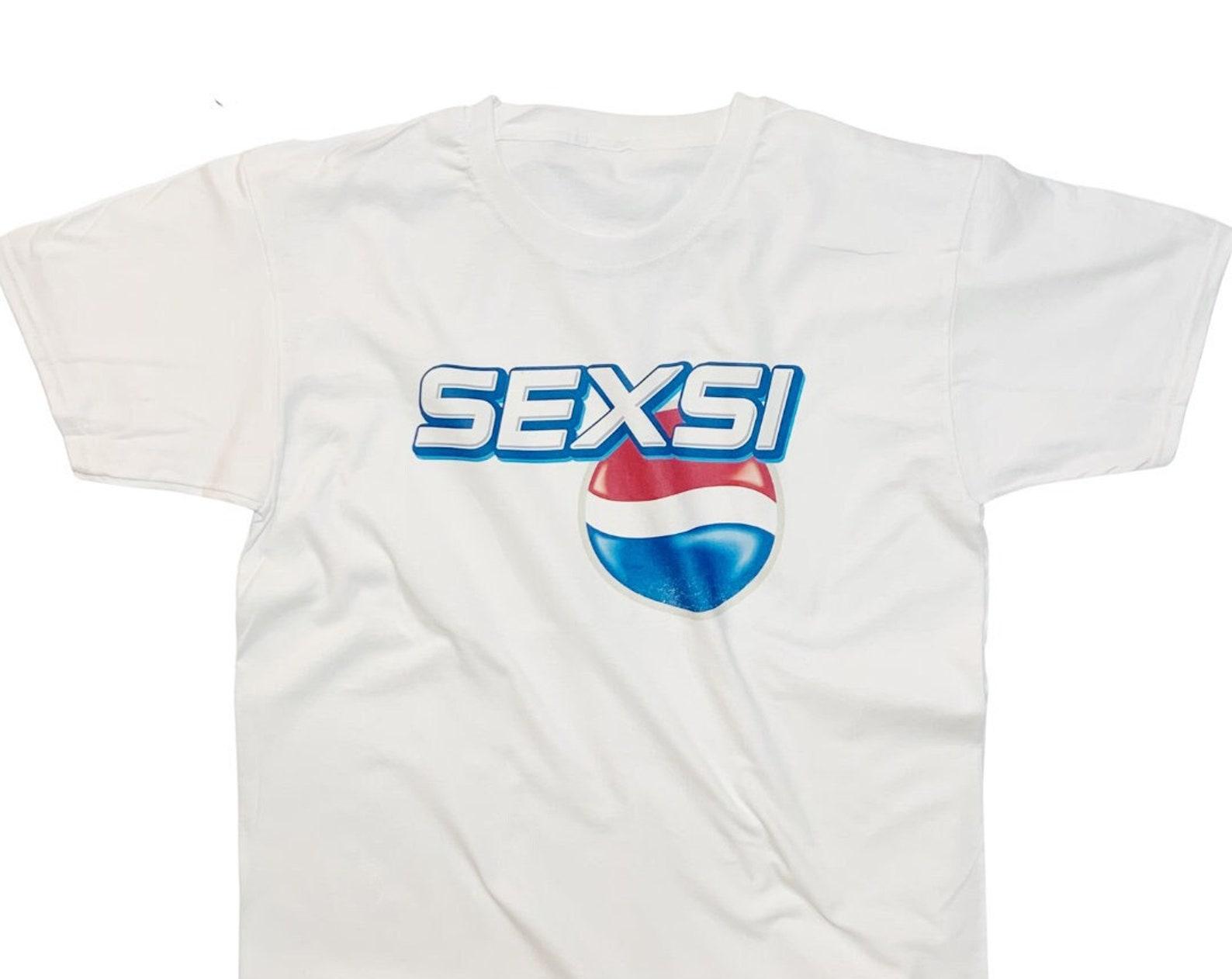 Sexsi Funny Meme White T-Shirt Parody Branding Logo Funny T-Shirt S