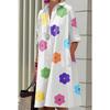 Novos produtos de outono, camisa com gola estampada de bolinhas de temperamento fashion, manga comprida, vestido médio e longo