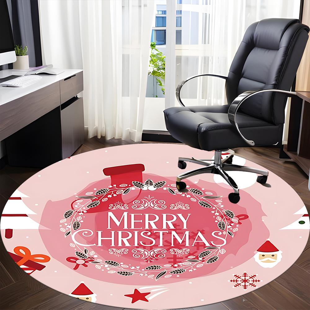 1pc Christmas Ornament Office Round Rug, Non-slip, Soft and Durable Office Rug for Interior Decoration, Perfect for Office, Beautiful Decoration Yy260