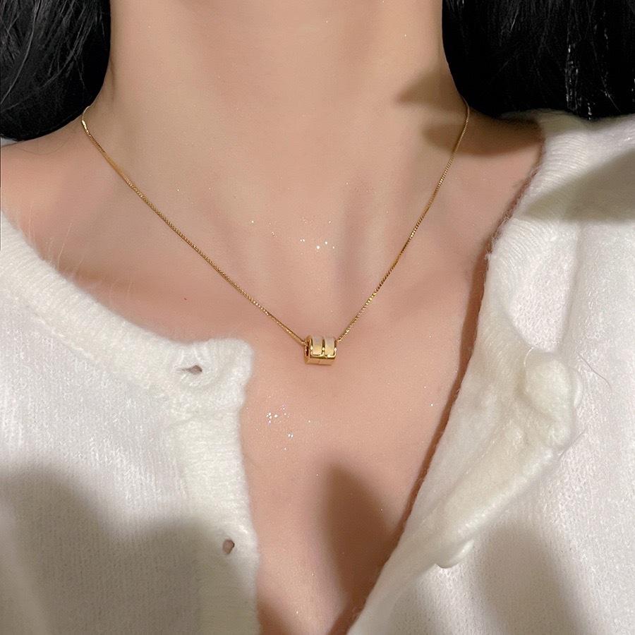 Small waist drop glaze imitation fritillary necklace female niche light luxury high sense fashion trendy simple collarbone chain