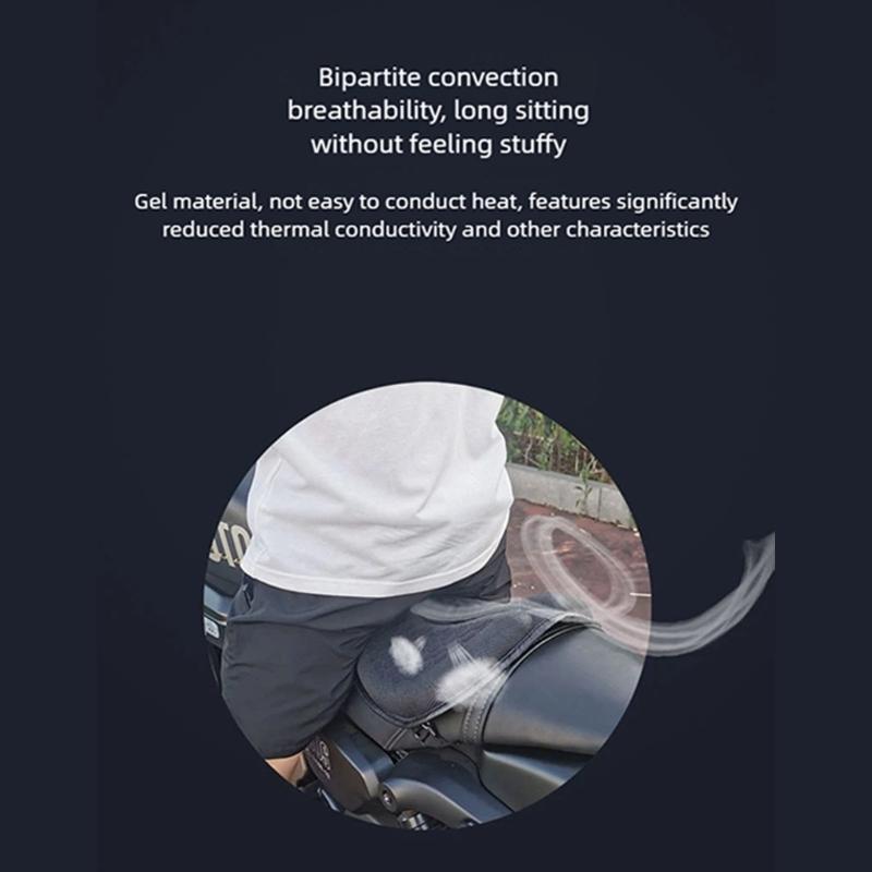 Breathable Motorcycle Seat Pad with Cooling Gel Insert 3D Ventilation Design Shock Absorption Pad for Long Distance