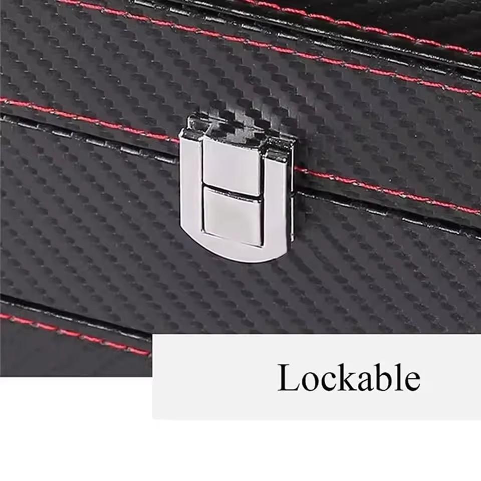 Watch Box PU Leather Jewelry Organizer Travel Display Case for Men /Women,4 Slots Magnetic Top,Black