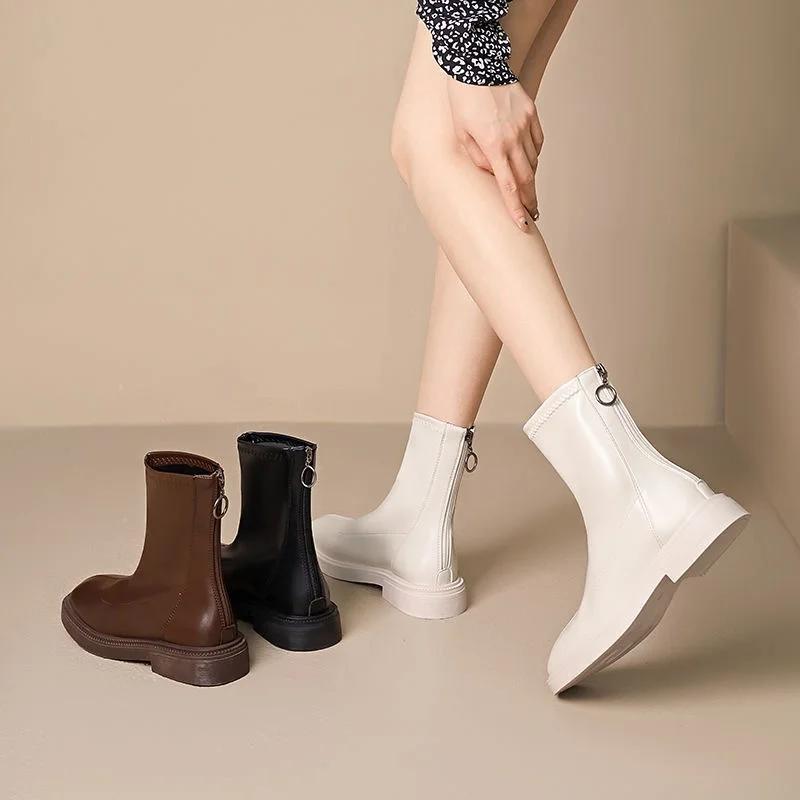 2025 Winter New Thick Soled Boots Women's Back Zipper Fashion Warm Shoes Comfortable Botas De Inviernno Para Mujer