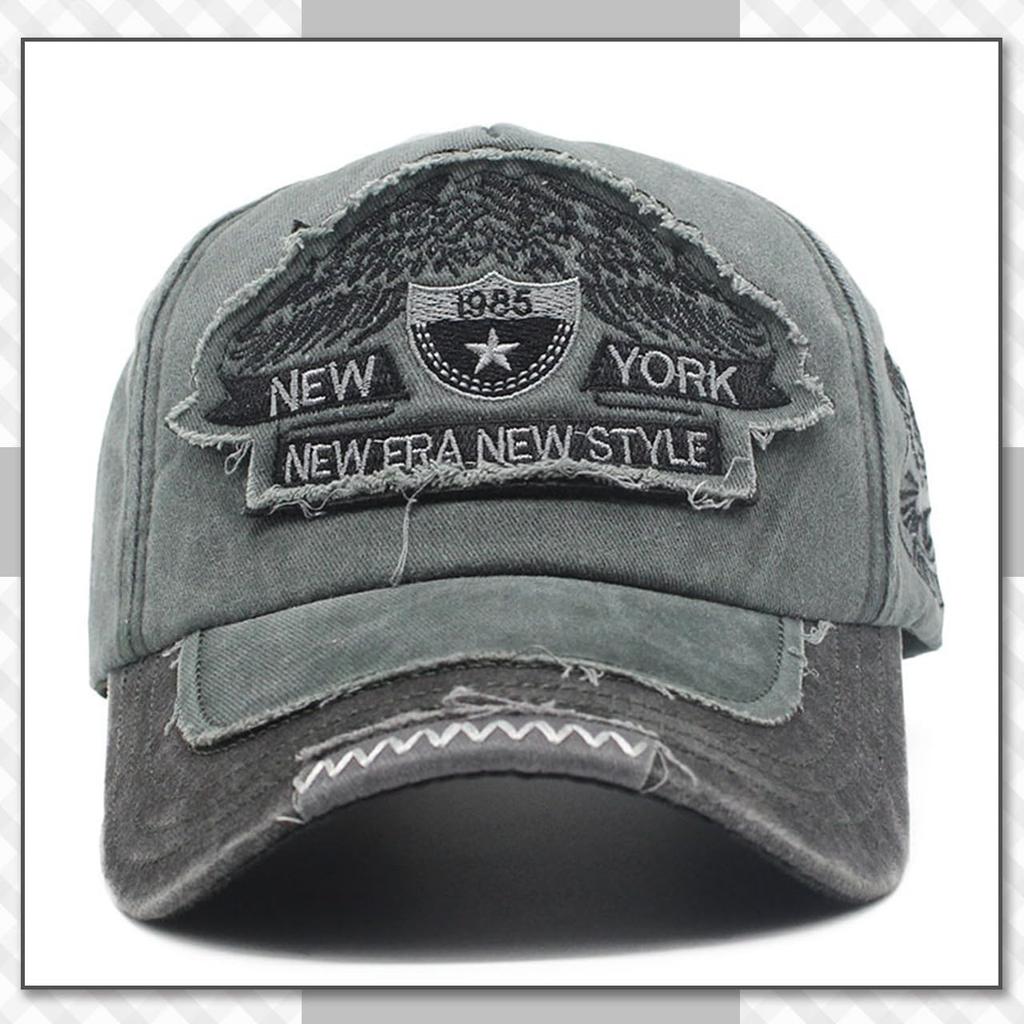 Casquette Chrome Crane CB342 Style Américain Décontracté Vintage avec Broderie Usée et Visière pour Hommes et Femmes (Noir)