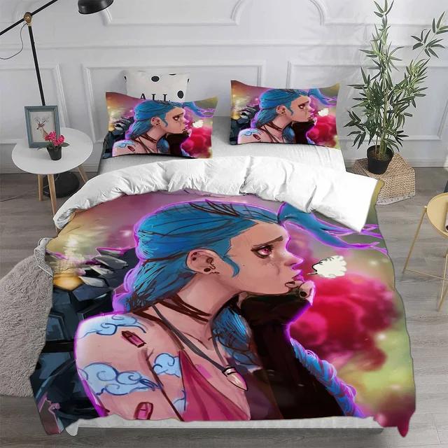 3D Printed Jinx Arcane Bedding Set Pillowcase Duvet Cover Double Twin Full Queen King Adult Kids Bedclothes Quilt Cover