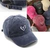New Embroidery Peach Heart Spring/Summer Hat Adjustable Casual Soft Top Duck Hat Wash Denim Baseball Caps for Women Men Couple