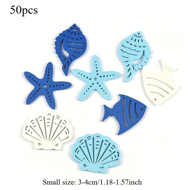 Mediterranean Wooden Craft-Starfish, Seashells&Fish, for Beach Weddings, Coastal Home, Nautical Party, Vintage Ocean Theme Decor