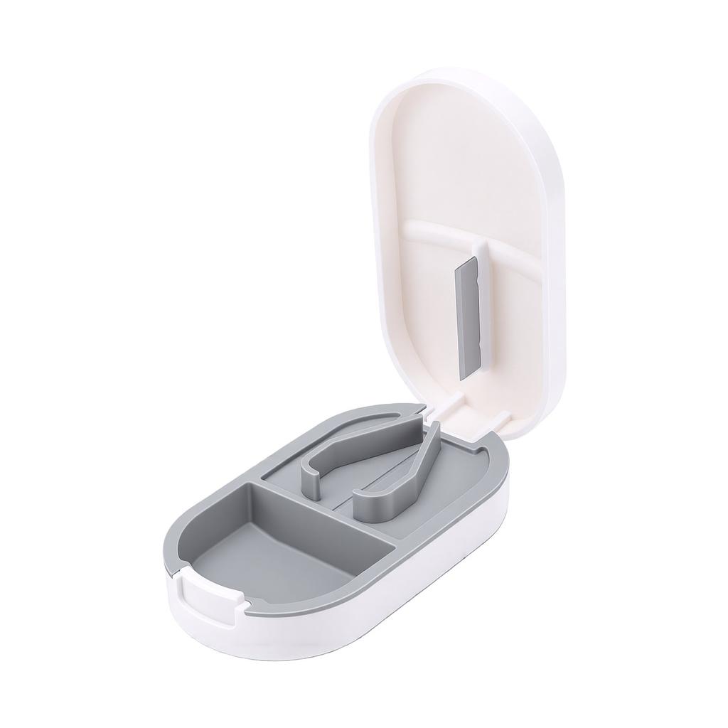 Tablets Splitter 3 in 1 Stainless Steel Portable Accurate Cutting Tablets Cutter for Travel Home White