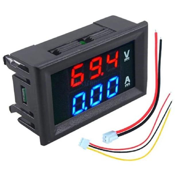 10Pcs 0.28" LED Digital Voltmeter Ammeter 3/4 Bit 5 Wires DC 100V/200V 10A Voltage Current Meter Tester Blue Red Dual Display
