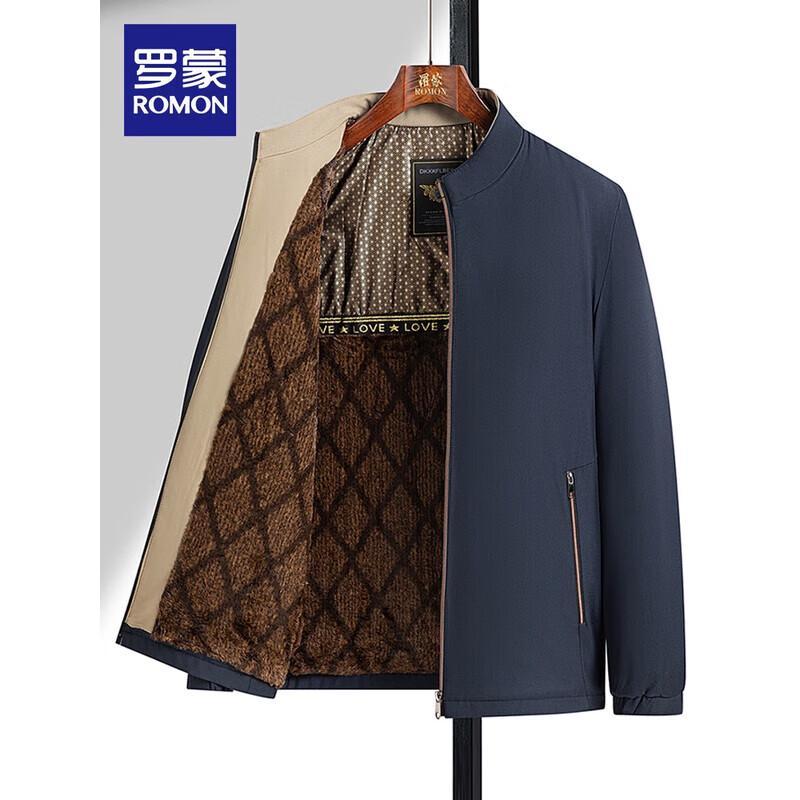 

ROMON Men s Stand Collar Fleece-Lined Warm Jacket 7V20507R M
