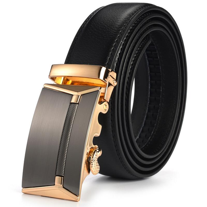 Men'S Jeans Automatic Buckle Belts Leather Belt Luxury Waistband Strap Belt Men Plus Large Size 130 140 150 160 170Cm