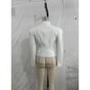 Elegant Women's Cropped Black Coats Pads Stand Collar Full Sleeve Jacket Autumn Lady Chic Commute Outwear