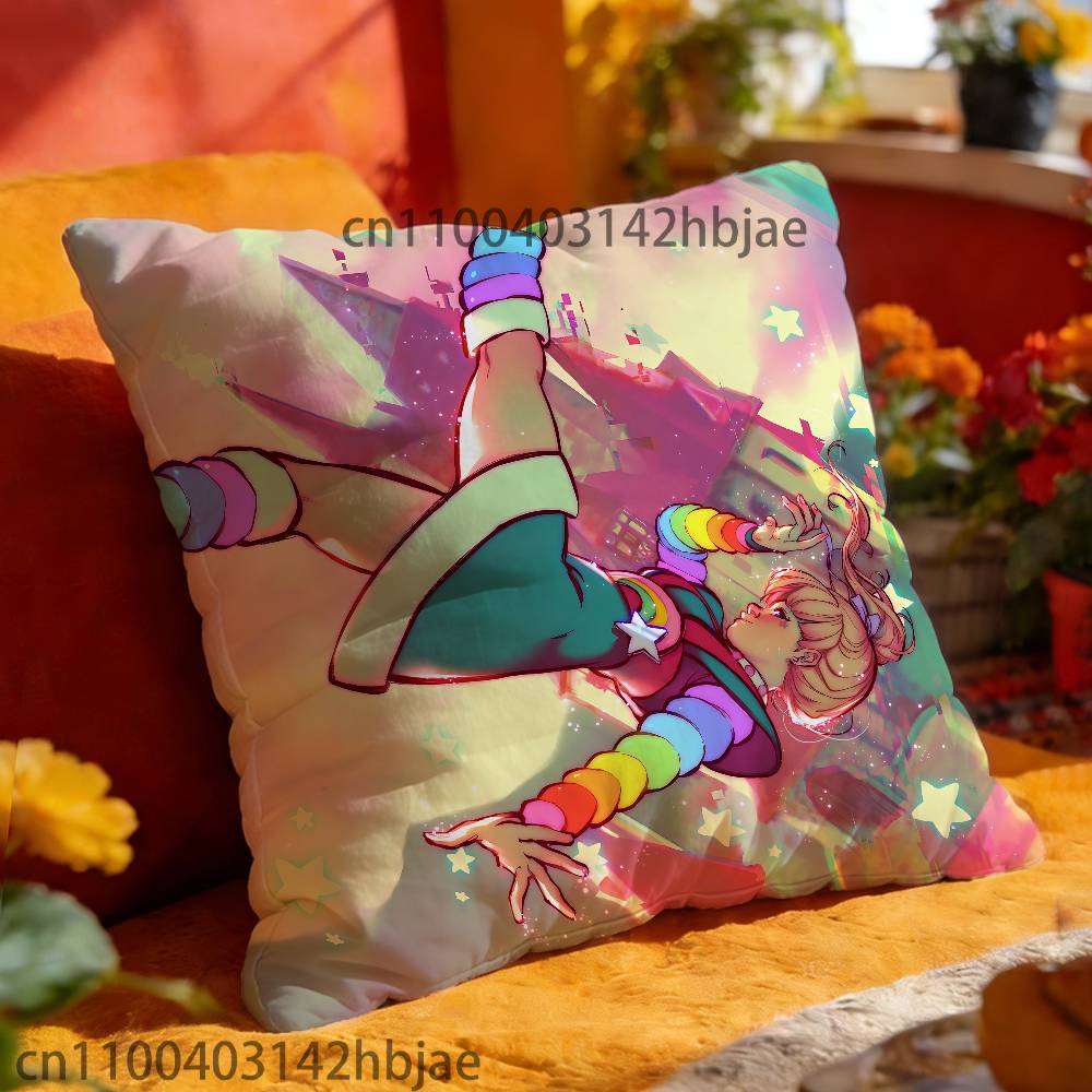 R-Rainbow B-Brite Throw Pillow Case For 45x45cm 55x55cm 30x30cm Square Car Pillowcase Home Bedchamber Decor Gift