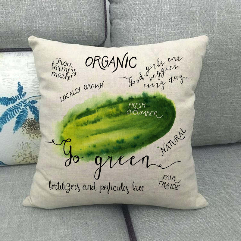 Cartoon Fruit And Vegetable Series Digital Printing Short Plush Pillow Covers For Car Sofa Office Cushion Cover Home Goods