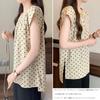 RoyzTocz Short Sleeve Round Neck Blouse with Polka Dots and Summer Plus Women's Slits. Top. Elegant, Size, Fashionable, Casual, Stylish, Slimming,