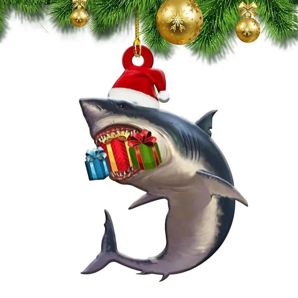 Marine Animal Christmas Shark Pendant Acrylic Christmas Tree Decoration  Party