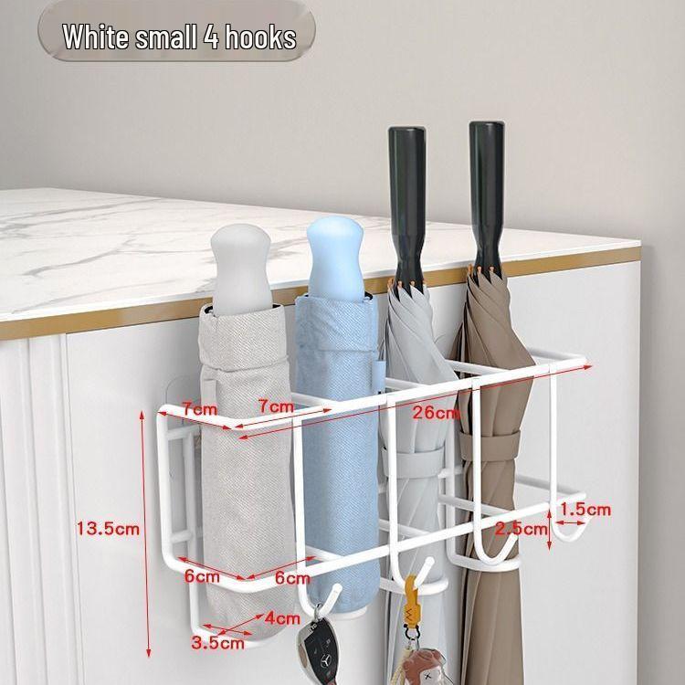 Wall-Mounted Umbrella Rack with Hooks for Entrance Doorway