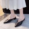 Fashion 2025 Summer Fashion Women Pointed Toe Slipper Square Low Heels Outsides Ladies Slides Luxury Beach Shoes