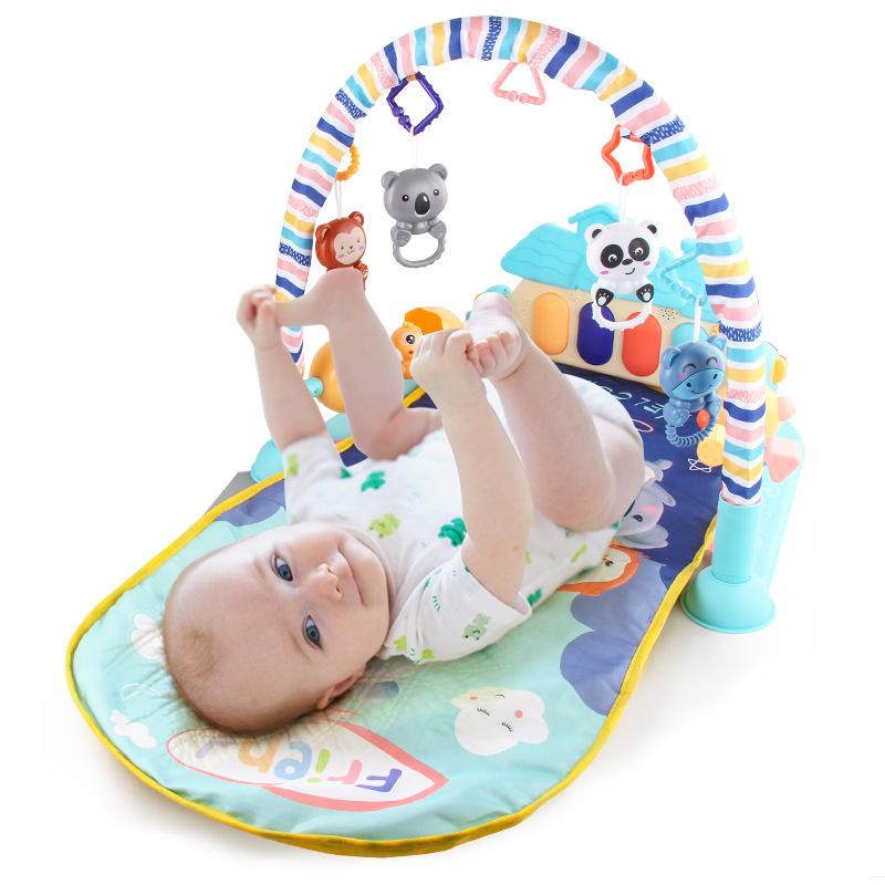 Baby Pedal Piano, Rattle, Lights And Music, Washed Crawling Mat With Guardrail, Newborn Fitness Rack.