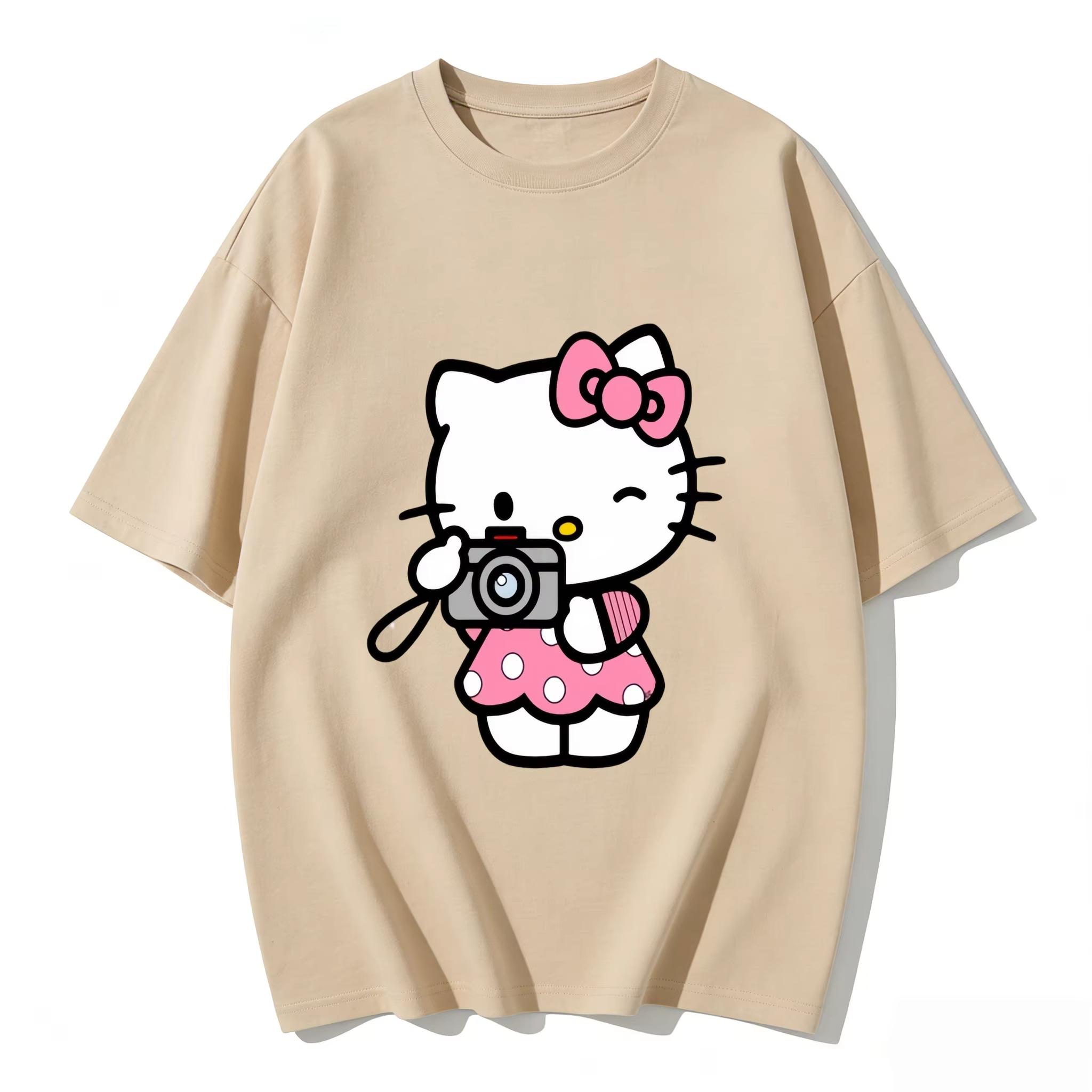 

2026 Cinnamoroll Tee soft cotton short sleeve crew neck cute print lightweight summer top for Women daily casual wear S
